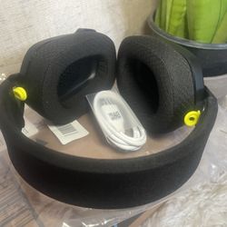 Brand New Black Headphones with Yellow Accents