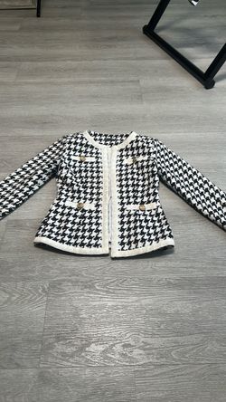 BLITHE Houndstooth Tweed Jacket/Blazer with Gold Buttons Size S