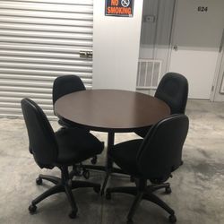 Conference / Dining Table With Four Chairs - Dark Maple Finish