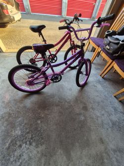 Lot of 2 Kids Bikes – 20" Pink BCA Crossfire & 18" Purple BMX – Ready to Ride!