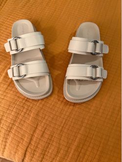 White Sandals with Buckles. PORCH PICK UP ONLY