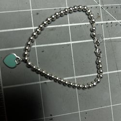 Tiffany & co. Pink Heart Tag Bead Bracelet In Silver