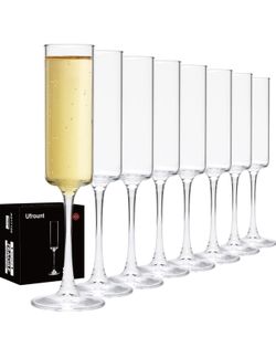 For Sale: Champagne Flutes 5oz,Clear Champagne Glasses Set of 8