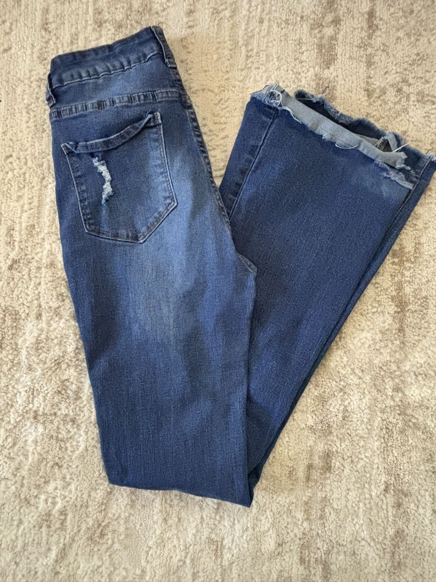Blue Ripped Flare Jeans