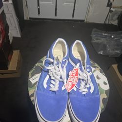 Vans Old Skool Blue And White  Men's Size 13 Excellent Condition 