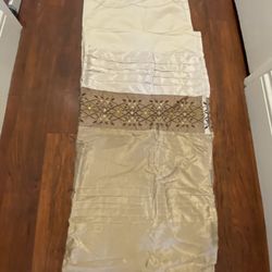 Beaded Gold And Bronze Silk Shower Curtain 