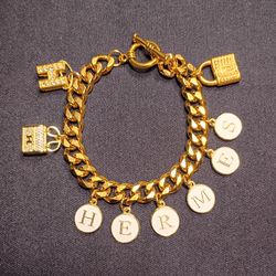 18k Gold Plated Cuban Charm Bracelet