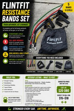 FlintFit Resistance Bands Set – 5 Bands with Handles & Accessories
