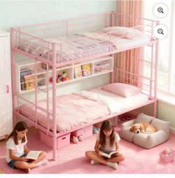 Brand new pink metal bunkbeds twin size bunk beds still in box