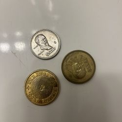 2 Monedas Mexican Y Una Old Coin. California 1980 Y  1855 Old Coin Of California 