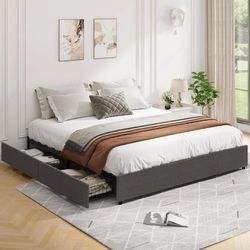 Full  Platform Bed Frame with Storage Drawers