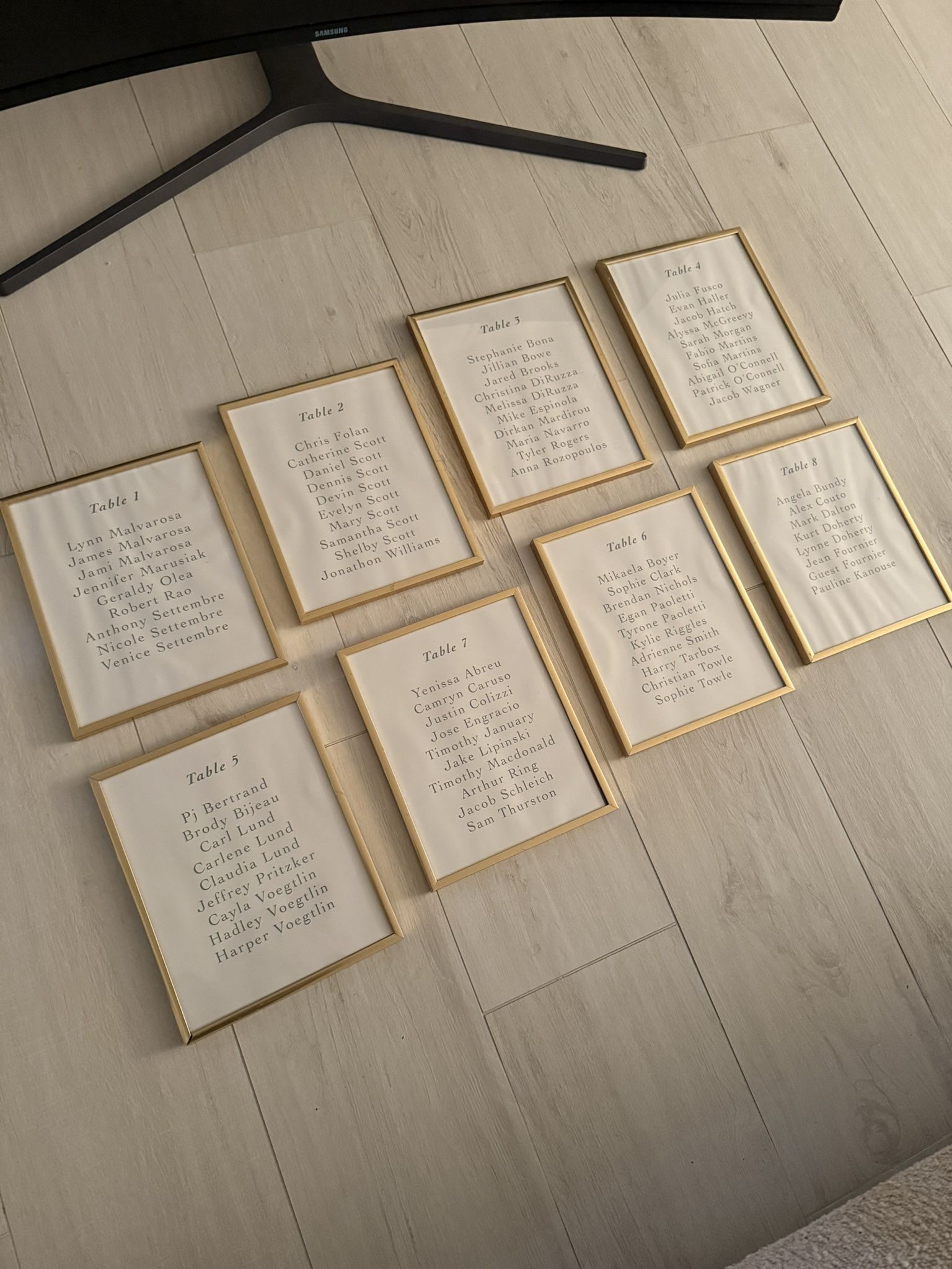 8 Gold Photo Frames 8x10 perfect for photos, wedding table seating charts, signage, etc