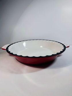 Cuisine and Company Red Enameled Cast Iron Pie Pan 10.25" dia x 2" deep