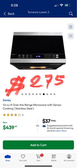Danby 1.4-cu ft Over-the-Range Microwave with Sensor Cooking (Stainless Steel)
