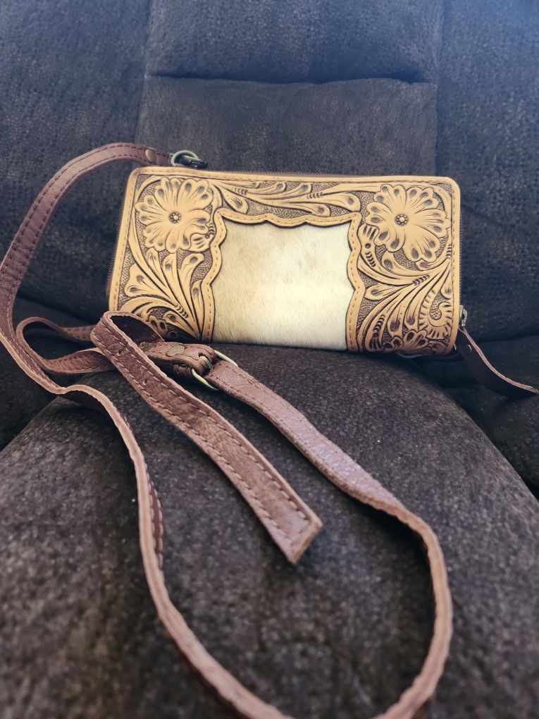 Leather And Cowhide Wallet Purse