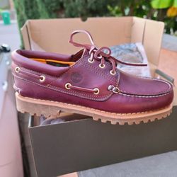 NEW Timberland Men's 3-Eye Lug Handsewn Boat Shoe - Burgundy - US Men's 9