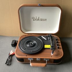 Record Player, Bluetooth Turntable with Stereo Speakers, 3-Speed Suitcase Vinyl Player