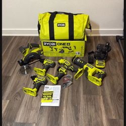 RYOBI ONE+ 18V Cordless 6-Tool Combo Kit with 1.5 Ah Battery, 4.0 Ah Battery, and Charger
