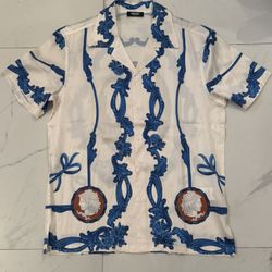 Versace Camp Collar Baroque Silk Shirt
