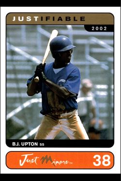 Lot of (20) 2002 Justifiable #38 B.J. Upton   Rookie Tampa Bay Devil Rays