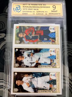 2017-18 Panini FIFA 365 Ronaldo/Modric/Shibasaki #507 Gray Back BGS 9 Mint