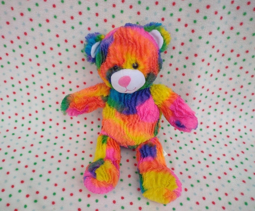 Build A Bear 16” Teddy Tie Dye Rainbow Plush Hippie Bear