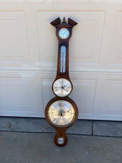 Vintage Wood Wall Barometer Weather Station