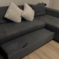 Sectional Gray Couch - Pull As A Bed 