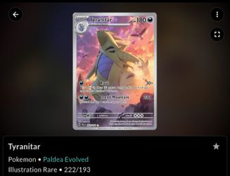 Pokemon TCG Paldea Evolved Tyranitar Illustration Rare Card 222/193
