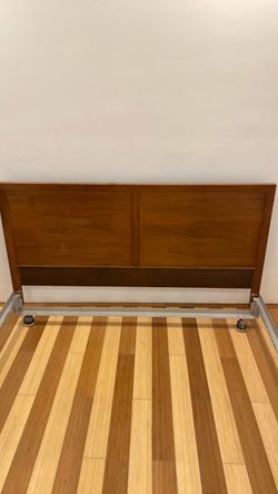Mid century walnut headboard and frame queen