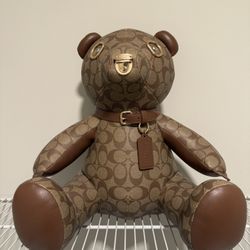 Coach Brown Monogram Leather Bear