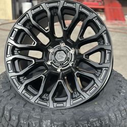 Fuel FC899 chisel 20x10 6x139.7 -18 black with 33x12.50r20 mud tires available in stock we finance 