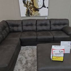 Large Comfortable Sectional Dark Brown Couch with Ottoman/Table - $400