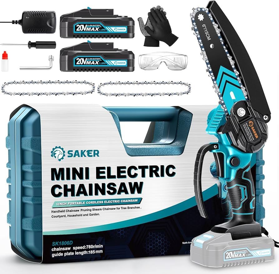 Saker Mini Chainsaw,6 Inch Portable Electric Chainsaw Cordless