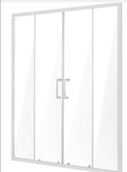 Puerta de ducha semi-sin marco VEVOR, 145-140 cm de ancho x 178 cm de alto, puerta corrediza doble de vidrio templado transparente de 6 mm (1/4"), imp