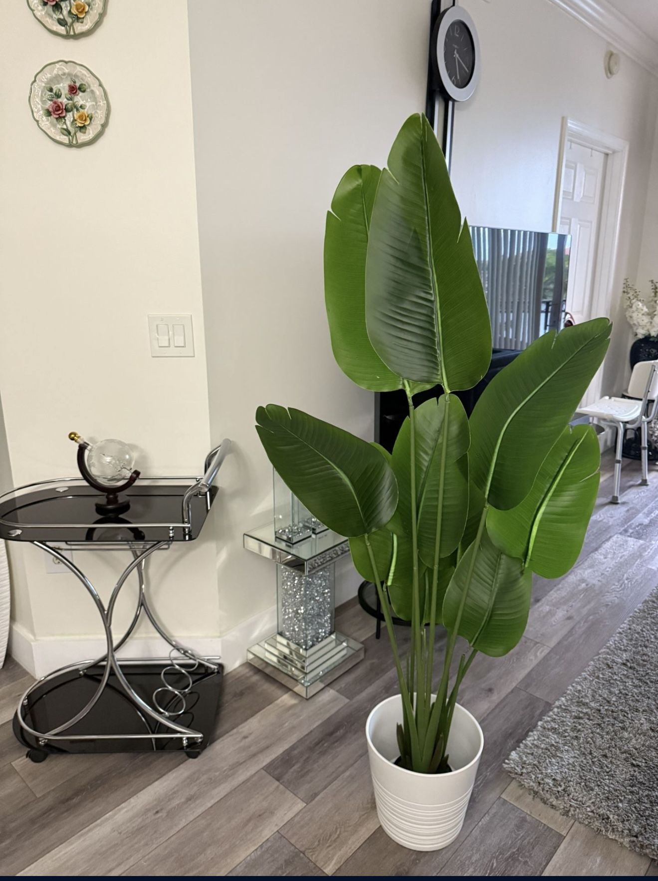 Pretty Artificial Plant 5 Ft Tall With Tall Planter! Brand New