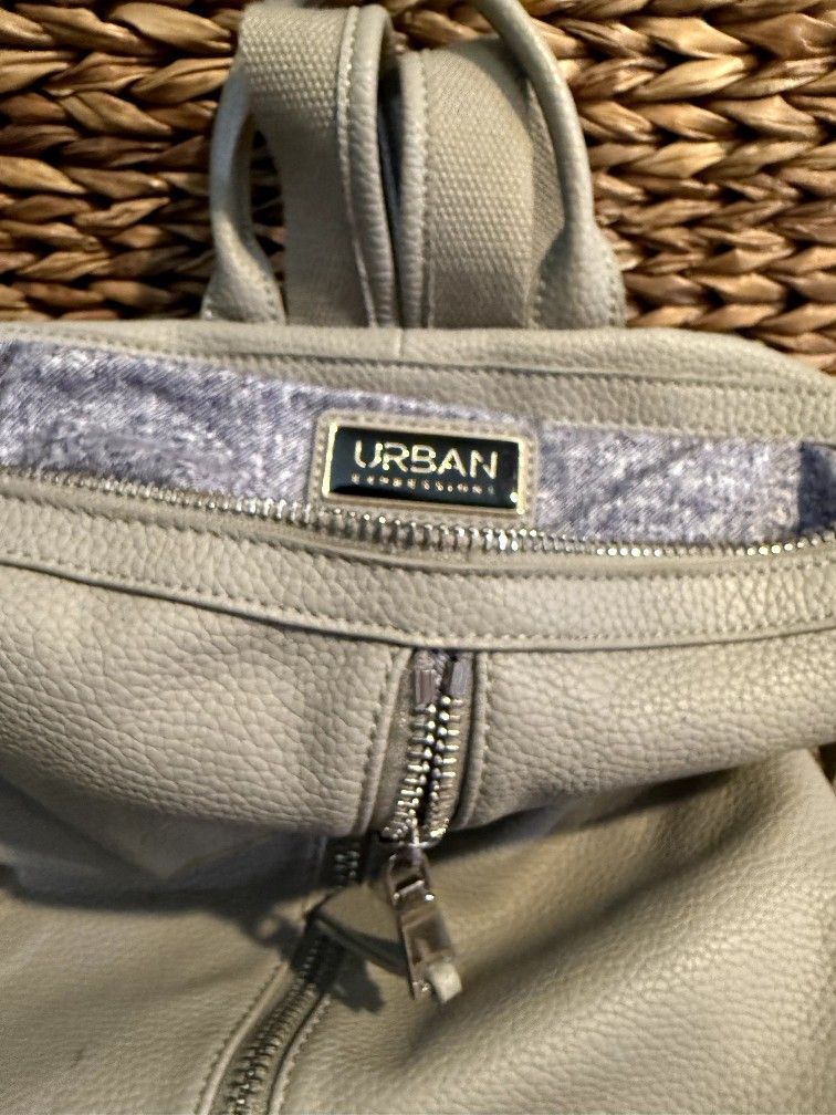 Urban Grey Leather Backpack