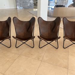 100% Genuine Leather Brown Butterfly Chairs 