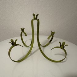 Whimsical Green Metal Candle Holder