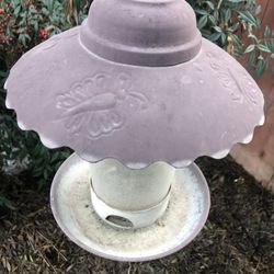 Vintage Metal And Glass Bird Feeder