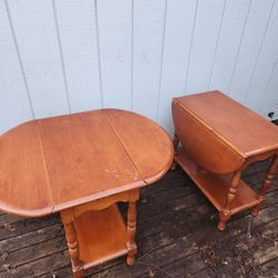 2 vintage 40s oval folding end coffee tables solid wood tone 120 for both 75 ea solid but scratched