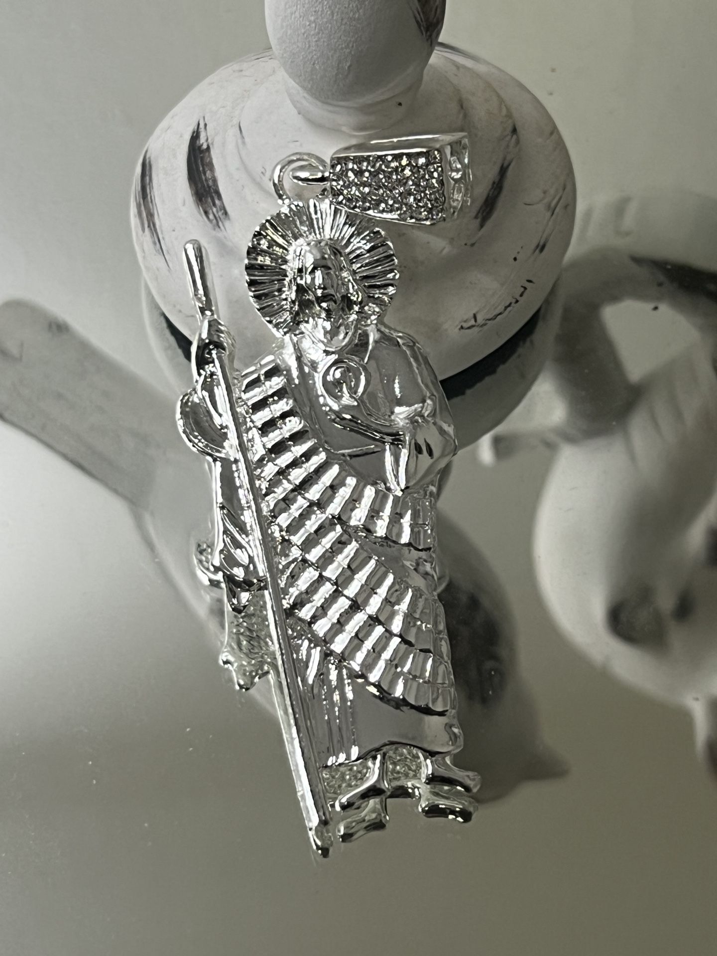 Saint Jude Silver Plated Pendant Size Large 3.5”