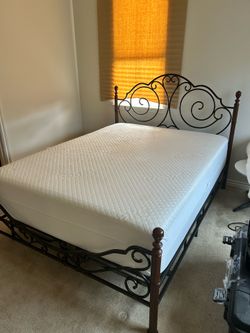Queen bed frame and mattress