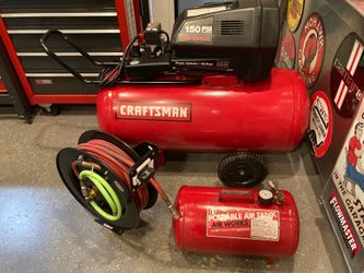 Air Compressor Craftsman Like New With Air Tank And New Hose/Reel