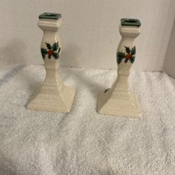 Two Mikasa Christmas Candle Holders 
