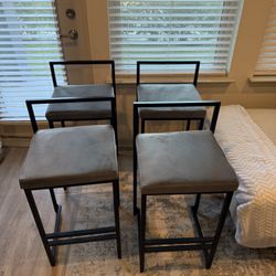 4 Modern Grey And Black Barstools