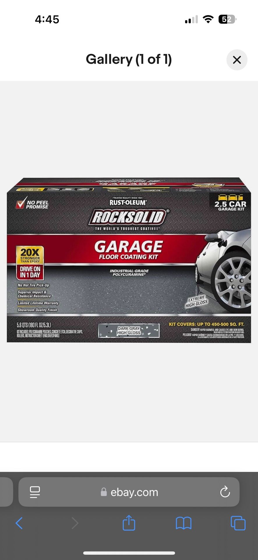 RockSolid 2.5 Car Garage Floor Coating Kit Dark Gray