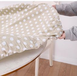 Round Vinyl Fitted Tablecloth with Flannel Backing Elastic Edge Design Table Cover Waterproof