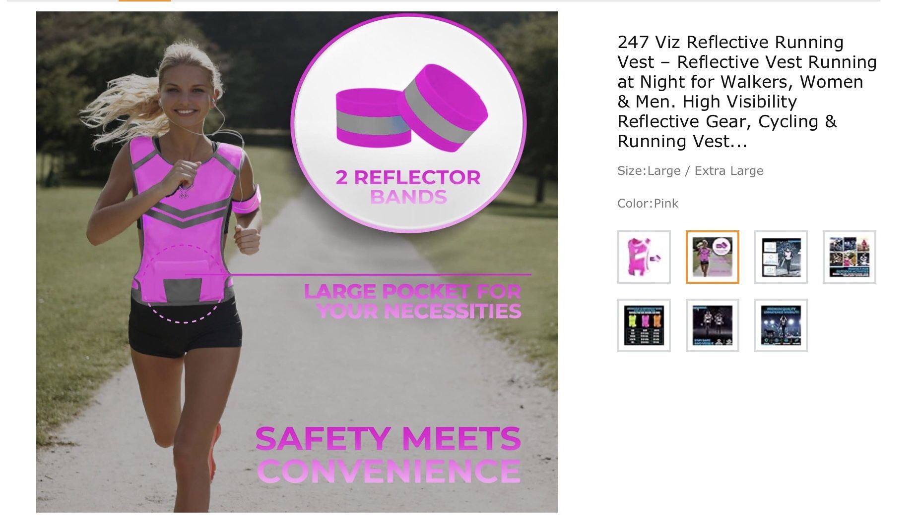 247 Viz Reflective Running Vest (Unisex) Includes 2 Reflective Arm Bands