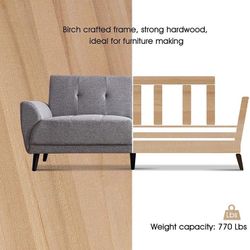 Living Room Couch Sofa Linen Fabric Tufted Mid-Century Modern Bench Loveseat Sofa, 71" Small Sofa 6090-5120